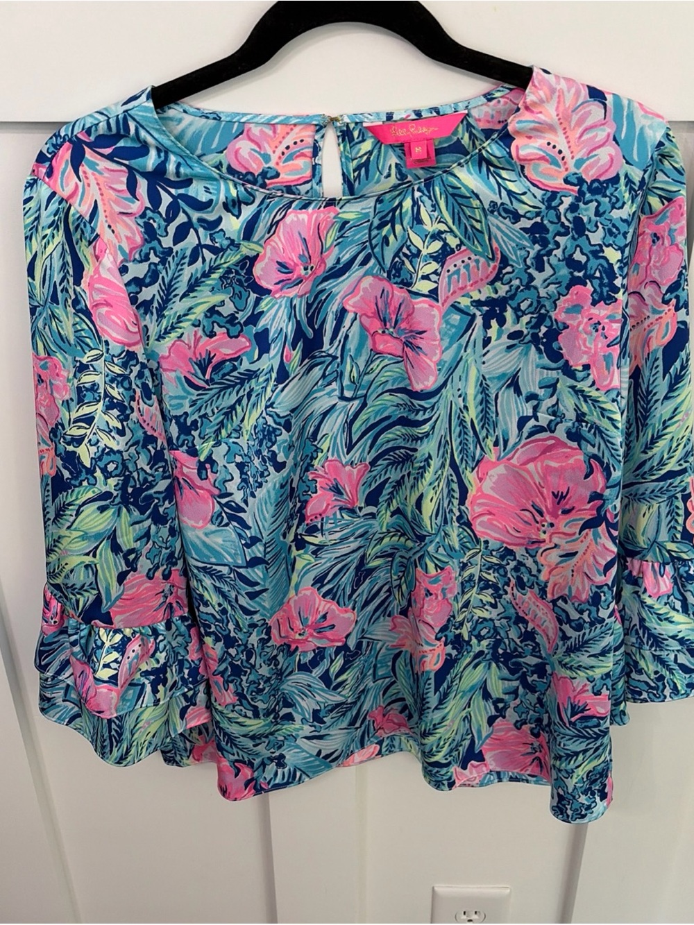 Lilly Pulitzer Bright Floral Christie Top - Pink, Blue & Green